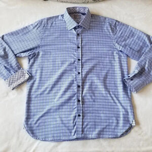 Enzone Men's Shirt Gray Purple Checks Size XXL